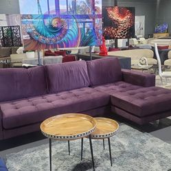 NEW SECTIONAL PURPLE VELVET 115X60