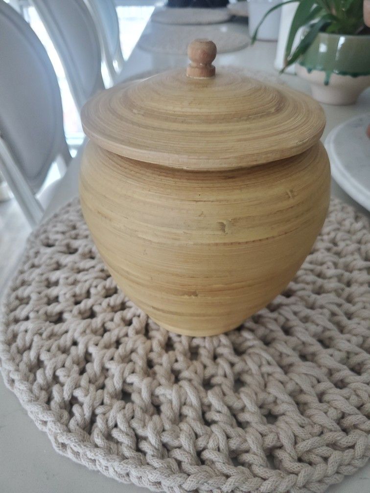 Small bamboo storage container