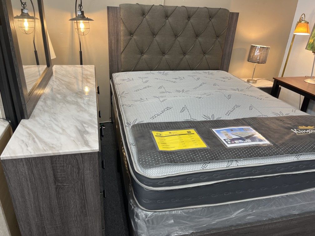 Special Offer 4pc Grey Queen bedroom set (Mattress is not Included