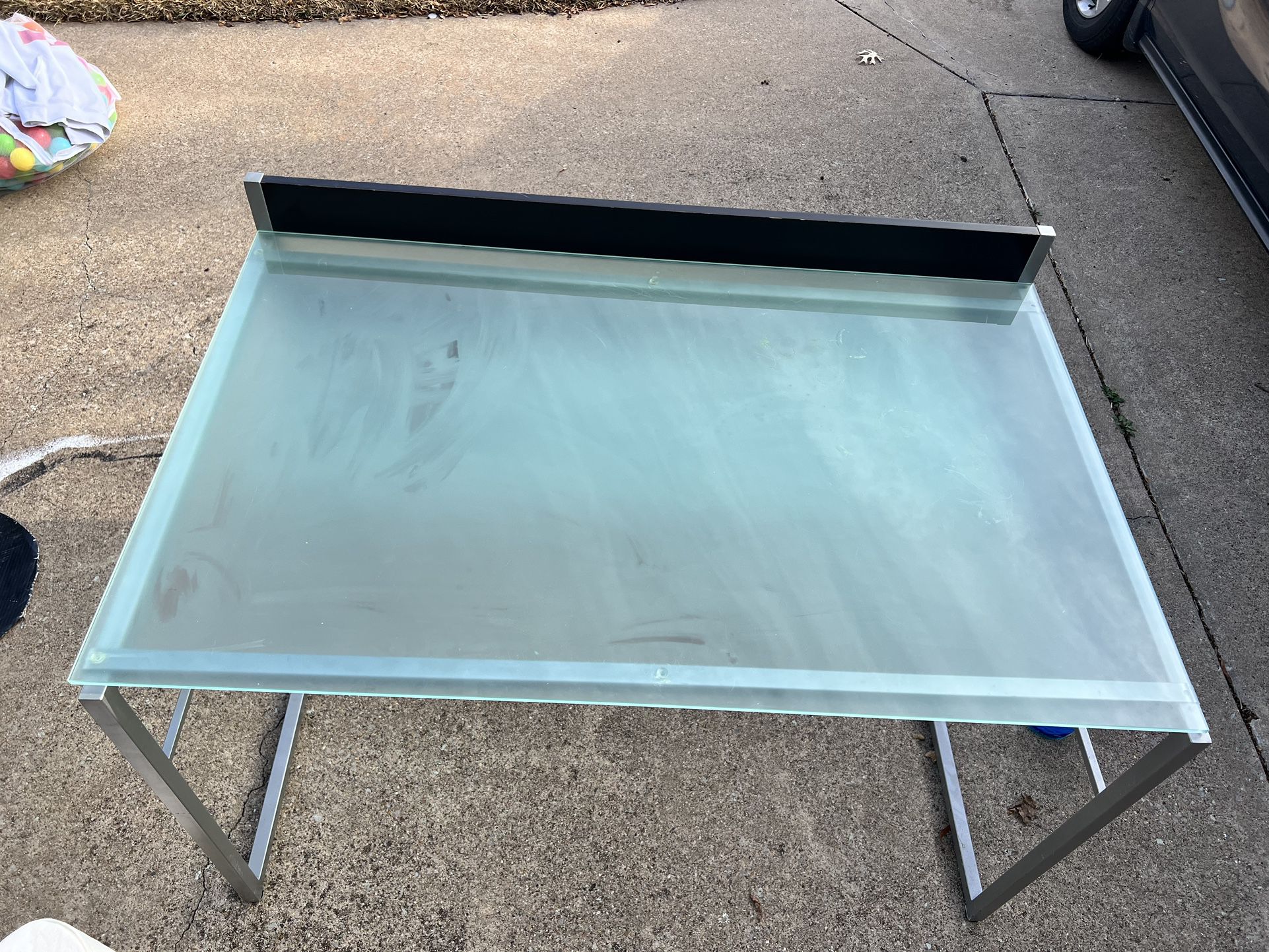 Glass And Metal Frame Foldable Desk