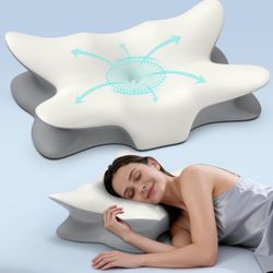 Cervical Neck Pillow for Pain Relief, Ergonomic Side Sleeper Pillow Cooling Memory Foam Pillows for Sleeping, Contour Pillow Orthopedic Bed Pillow for