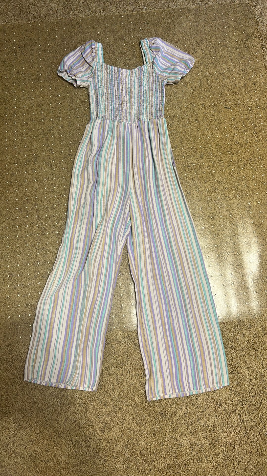 Girls Kids Stripped Jumpsuit 10/12 L