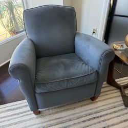 2 Steel-blue suede chairs
