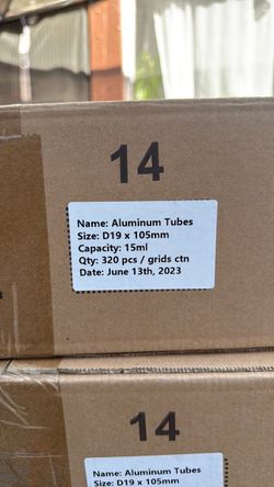 Aluminum Tubes 15ml D19x105mm – 320 pcs
