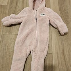 BABY NORTHFACE PINK FUR ONE PIECE