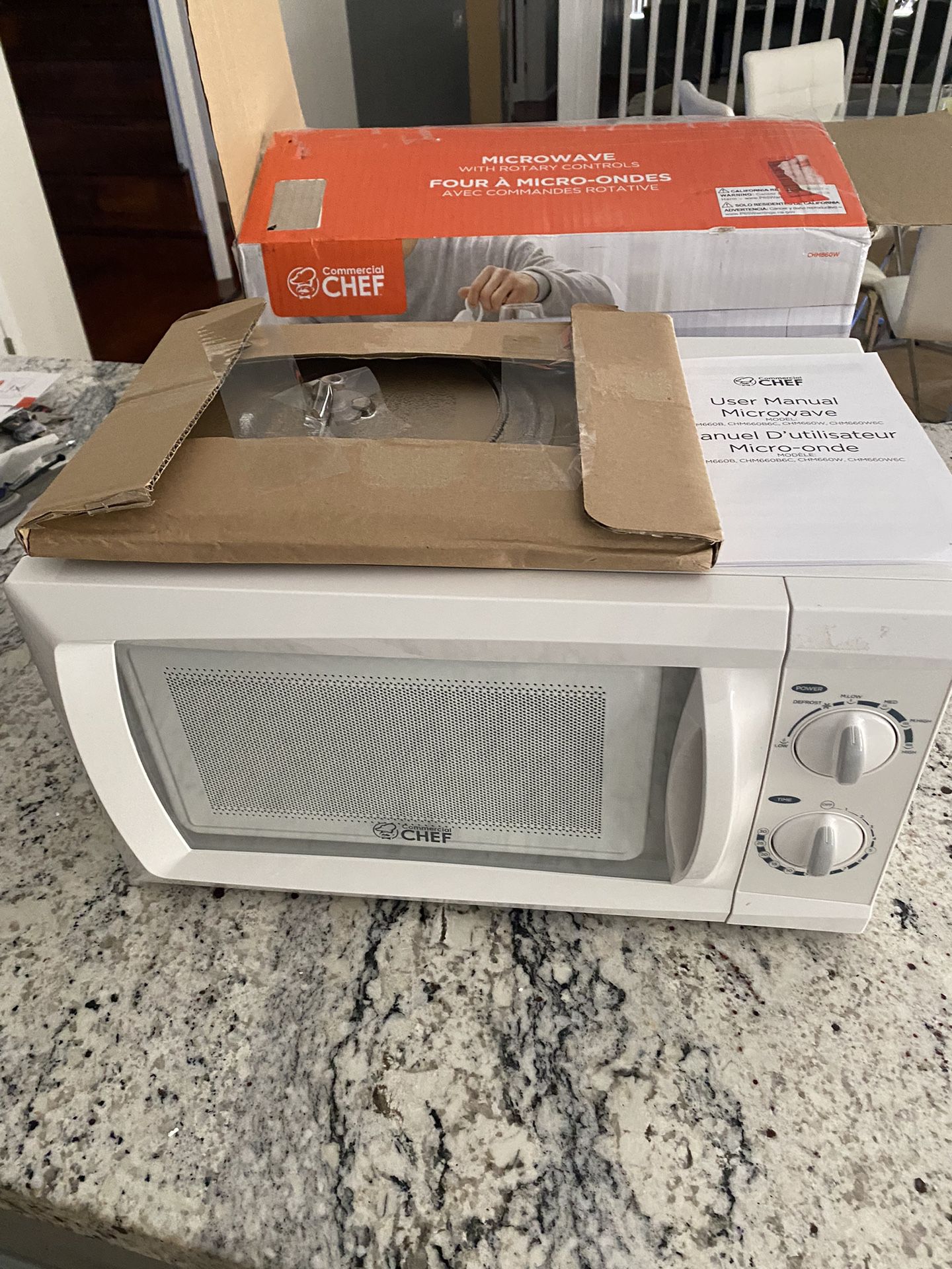 Microwave, 0.6 Cubic Feet White, NEW.