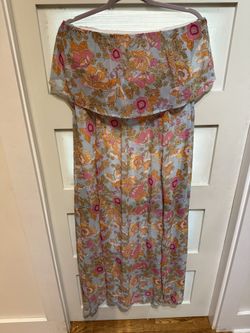 Strapless Pink Flower Spring Dress Long
