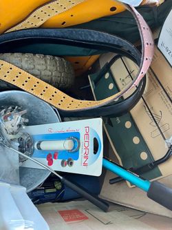 Bike stuff / random items / belts / dolly tires