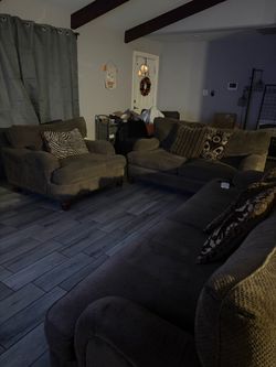 3 brown couches with pillow(offers)