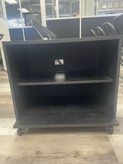 Black Rolling Storage Cart with Shelves