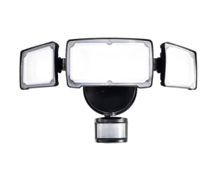 AWSENS 180 -Degree 40 -Wattage Equivalent Hardwired LED Black 3 -Head Motion-Activated Flood Light