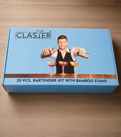BRAND NEW 20 PIECE DRINK KIT WITH BAMBOO STAND