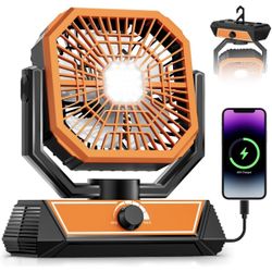 Portable Camping Fan with 20000mAh Rechargeable Battery, USB-C Battery Powered Fan for Indoor Outdoor Use, Ultra Quiet Battery Operated fan for Travel