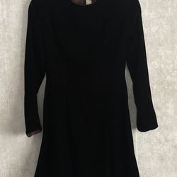 Vintage Portfolio Perry Ellis Black Velvet Women’s Long Sleeve Flared Dress Sz 4