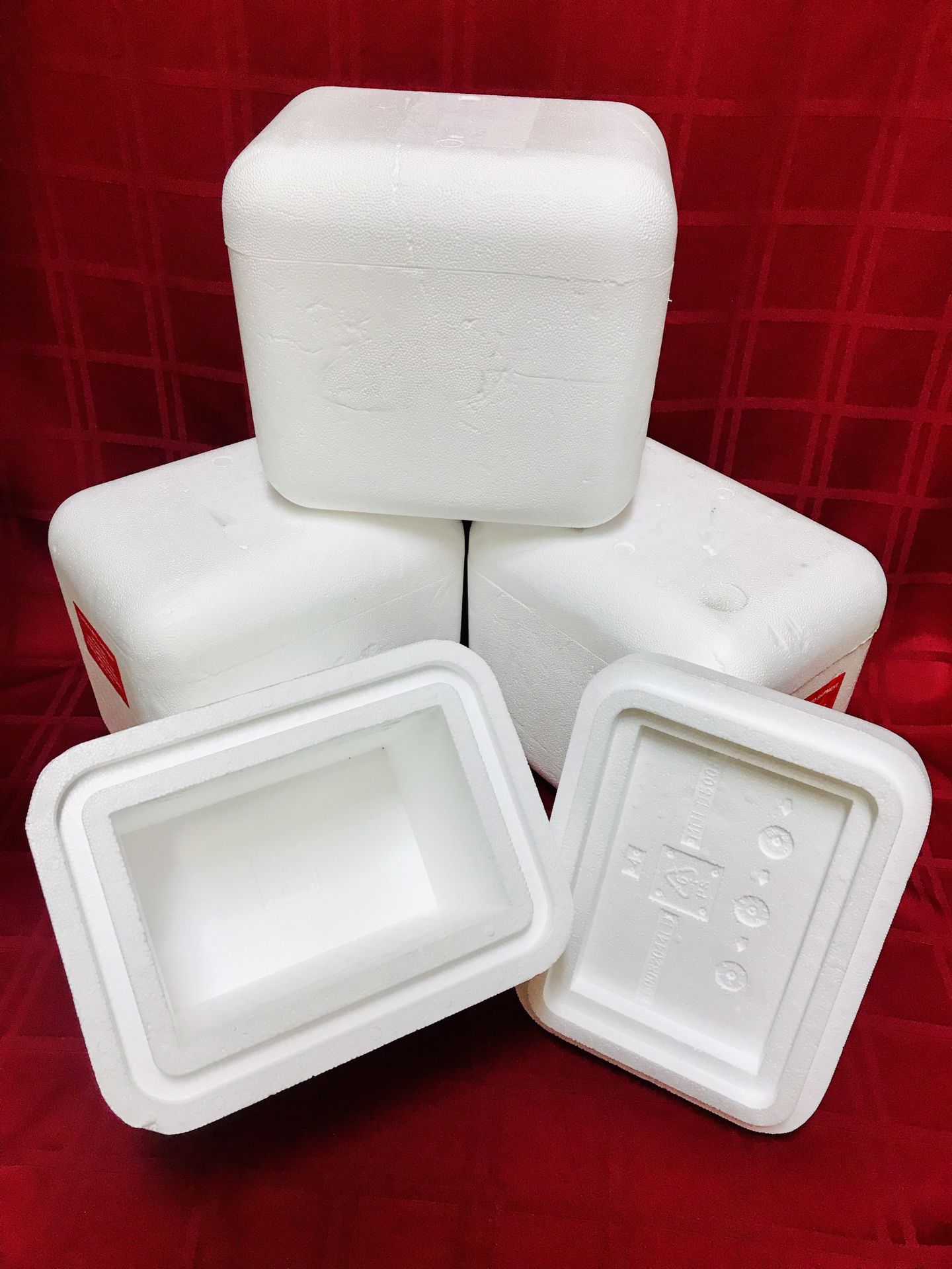 4-Styrofoam Insulated Shipping Cooler Box 13 3/4” x 10 1/4" x 12 1/4”