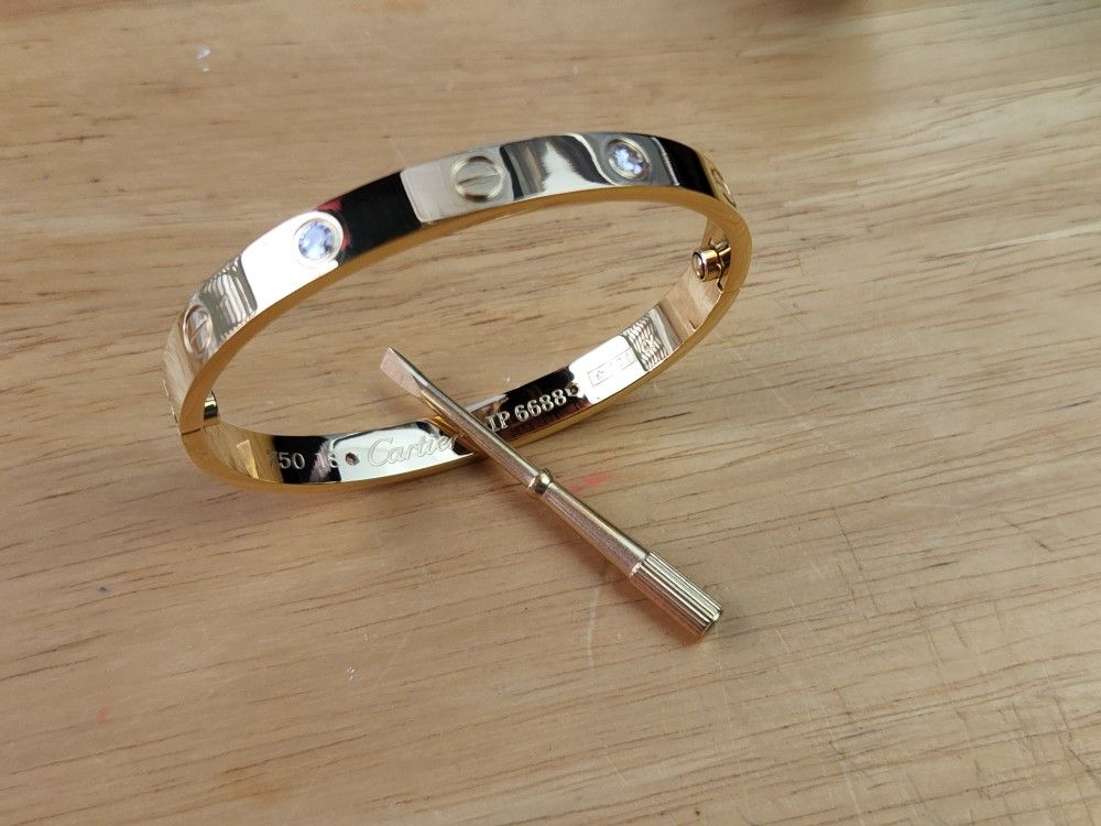 Gold Love Bracelet With Diamonds Stainless Steel