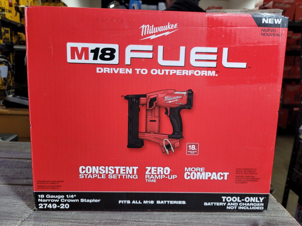 Milwaukee M18 FUEL 18-Volt Lithium-Ion Brushless Cordless 18-Gauge 1/4 in. Narrow  Crown Stapler (Tool-Only) for Sale in Whittier, CA OfferUp