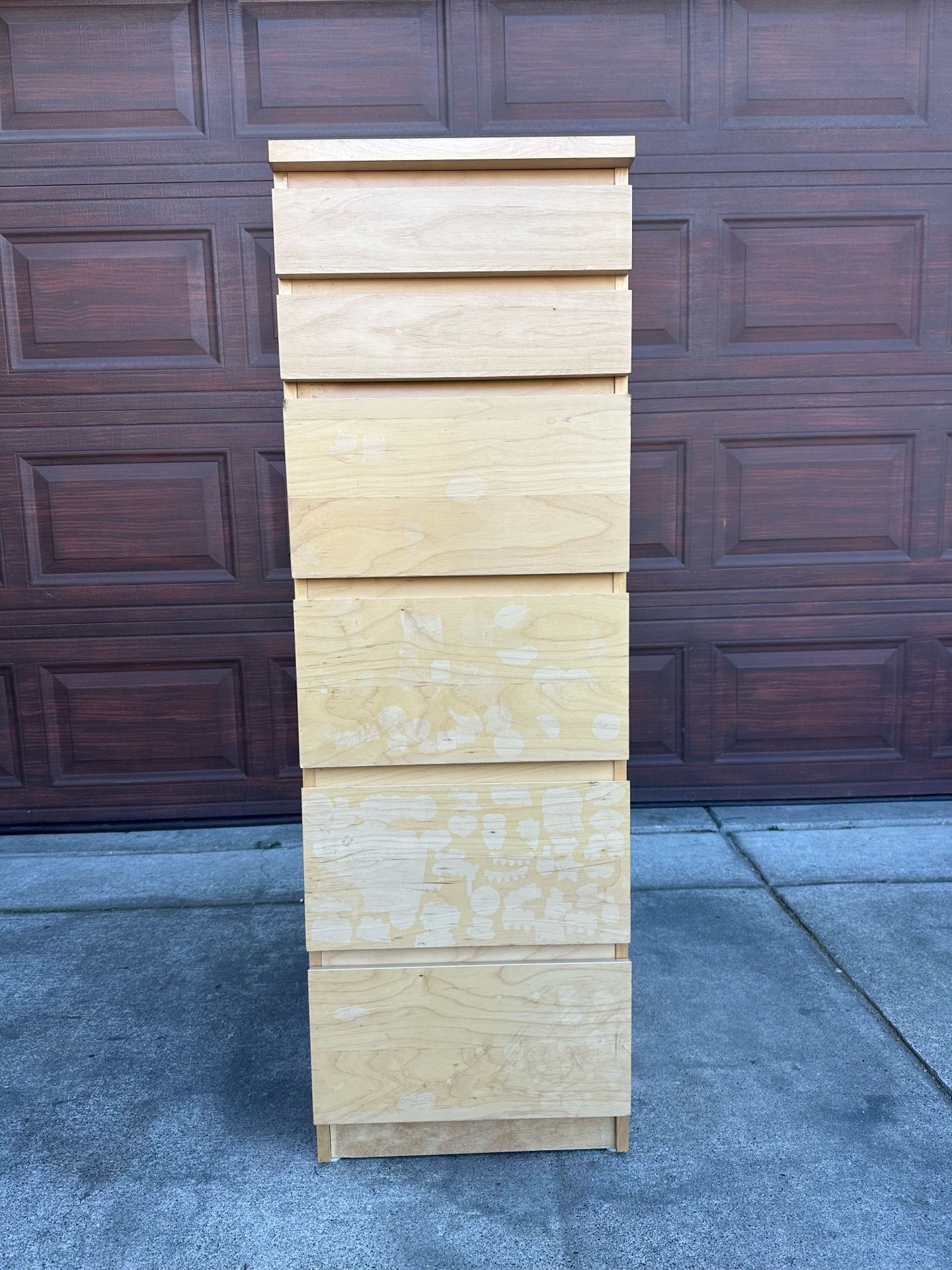 Tall 6 drawers dresser with pull-out lid with mirror