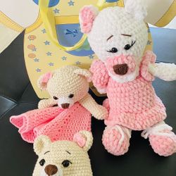 Amigurumi handmade Toys, baby gift set 3 pieces, Baby Toys, Newborn Toys, Handmade Doll, Sleep Friend, Natural Toys,Cotton Toys