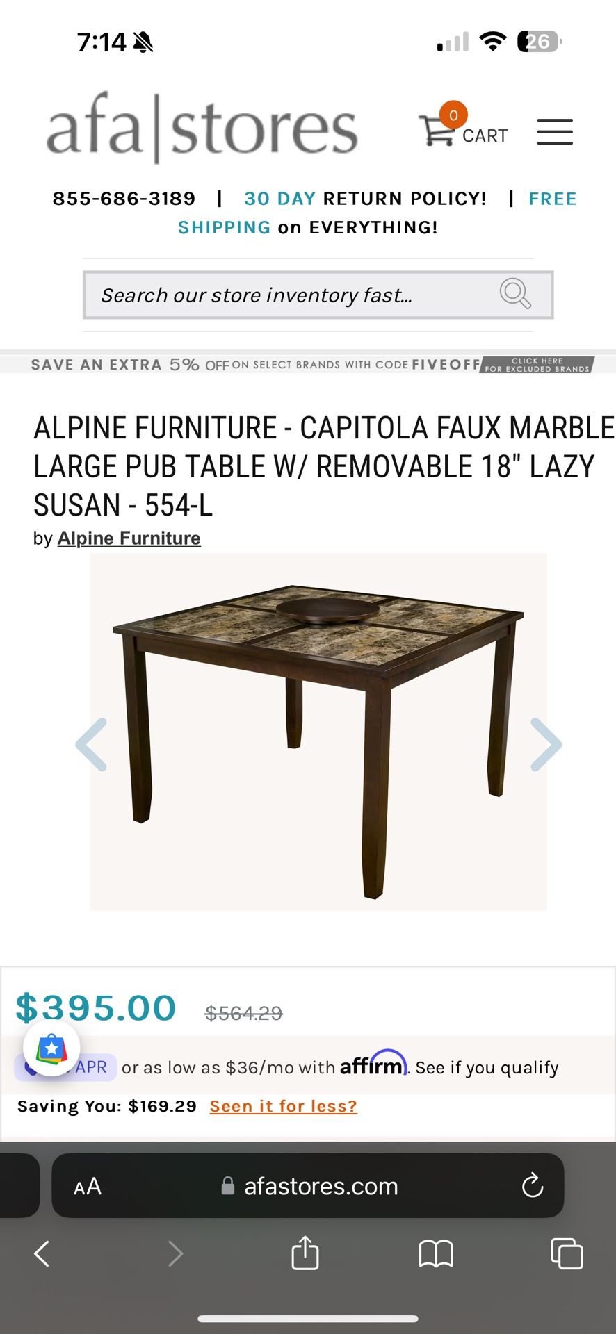 Bar height Wood Dining Table 