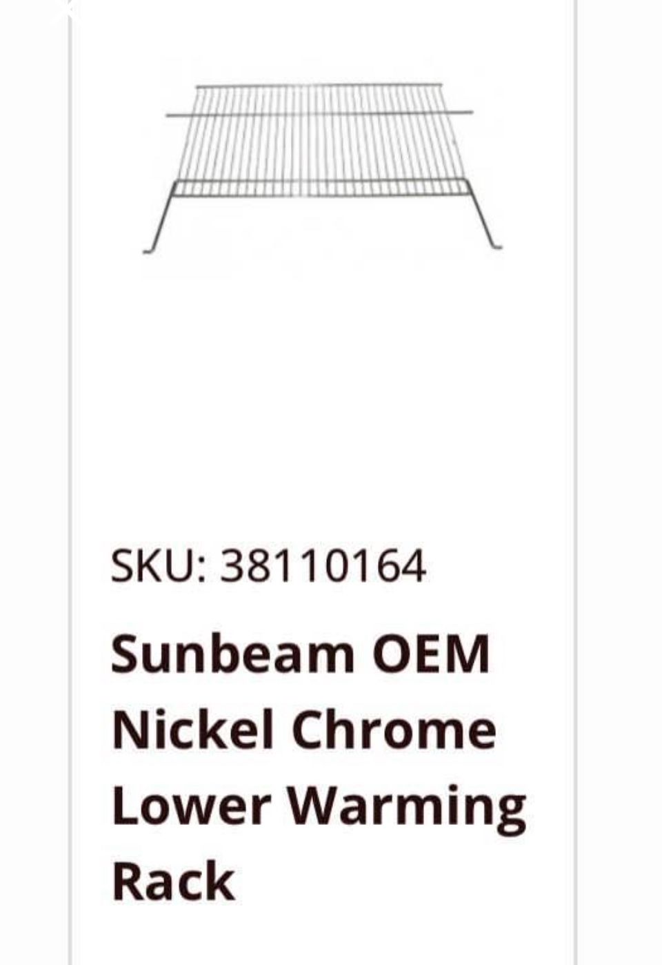 Lower Warming Rack for Sunbeam gas Grill OEM Nickel Chrome (contact info removed)4