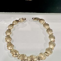 💎 Nautical 14K Yellow Gold Seashell Bracelet 12.3  Grams