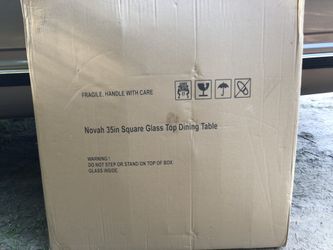 BRAND NEW NOVAH 35in SQUARE GLASS TOP PATIO TABLE