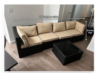5-Piece Wicker Sectional Sofa Set with Coffee Table
