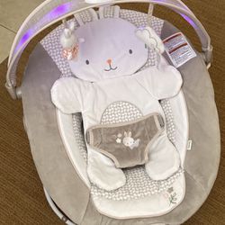 Ingenuity InLighten Baby Bouncer Seat, Light Up Toy Bar, Bunny Tummy Time Pillow Mat - Twinkle Tails