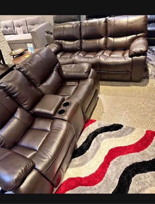 *Fall Sale Event!!!*---Stunning Madrid Brown Leather Reclining Sofa/Loveseat Sets---Delivery And Financing Available😎