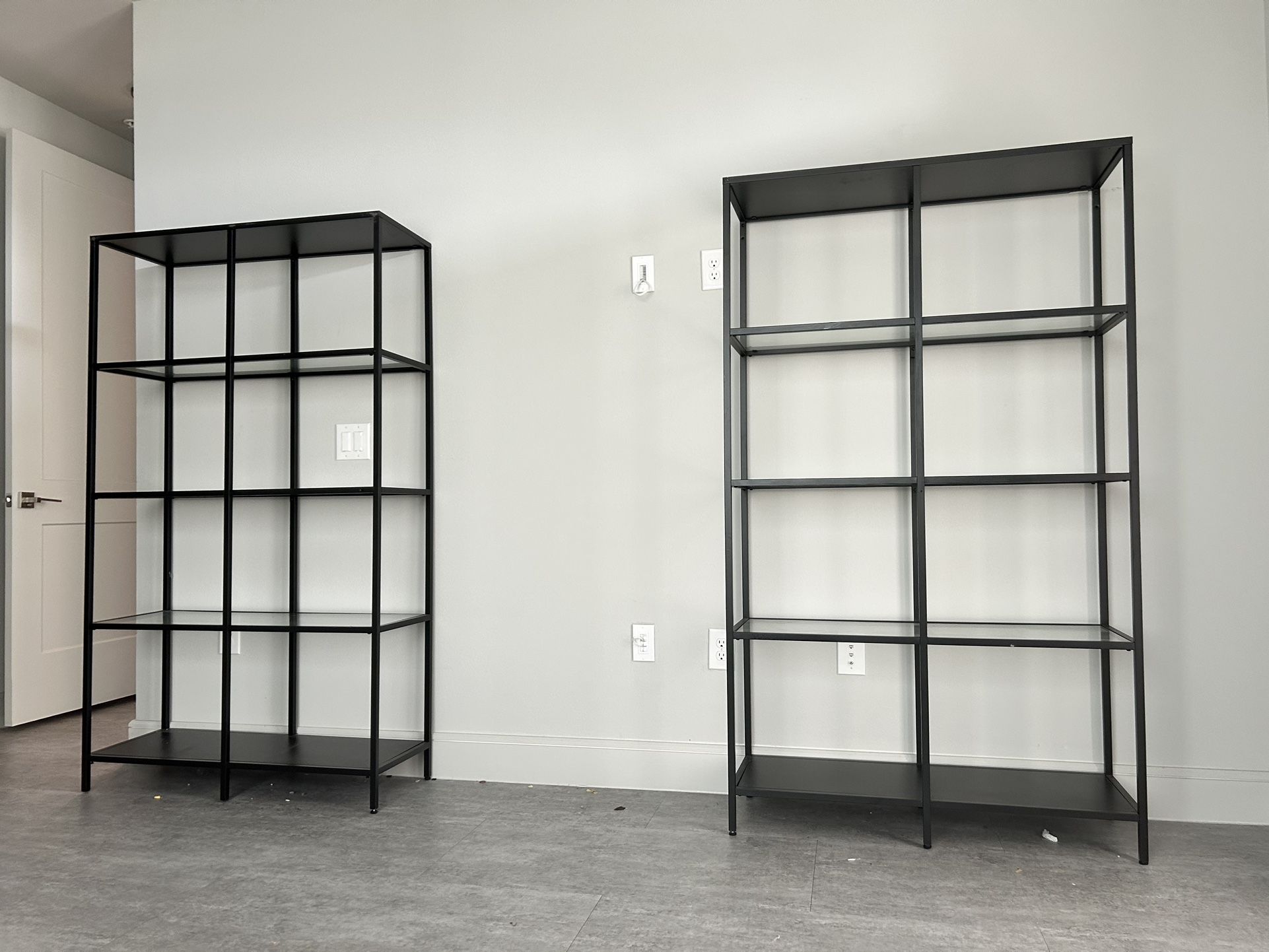 Two Glass And Metal Bookshelves Or Display Units 