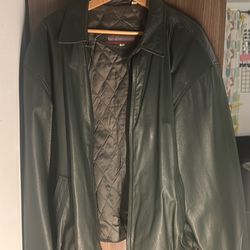 Vintage Kenneth Steven’s green leather jacket,  L