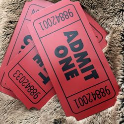 RED ADMIT ONE TICKET MOVIE THEATER 3D MAN CAVE WALL DECOR METAL SIGN 3 TICKETS