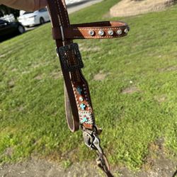 Beautiful Pony/mini Headstall With Bit And Reins 