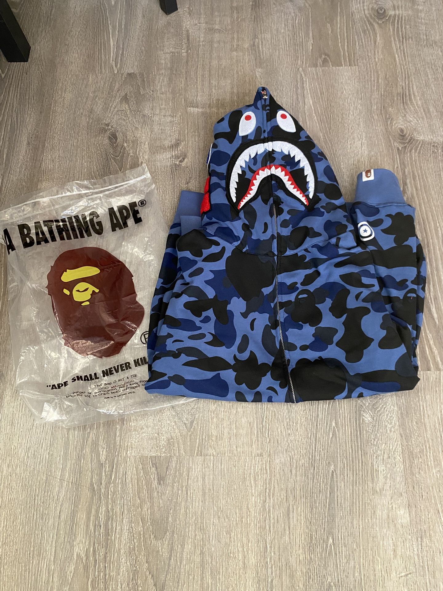 Navy Blue Camo BAPE Hoodie Brand New
