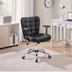 Mid Back Faux Leather Desk Office Chair