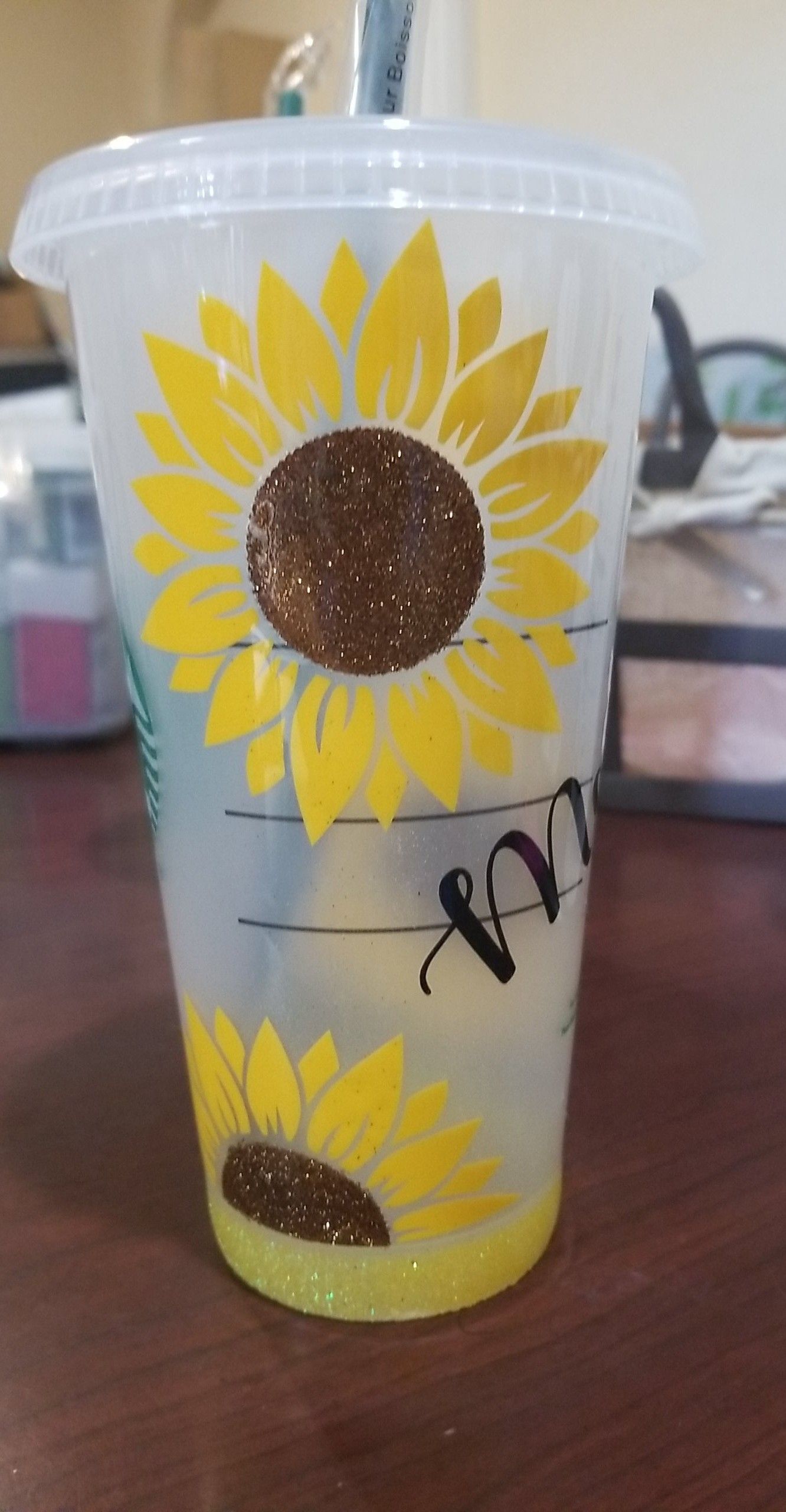 Sunflower starbucks cups with name (starting price 15$)