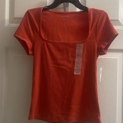 Brand New Old Navy Red Short Sleeve RibTop Size S Juniors 