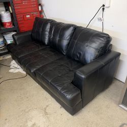 Black Leather Couch With Fold Out Bed 