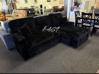 Beautiful‼️2-Pc Convertible Sectional Sofa Set With Pullout Bed, Storage, & Fold Down Table