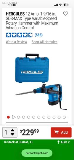 Hercules SDS-MAX Rotary Hammer with Carrying Case