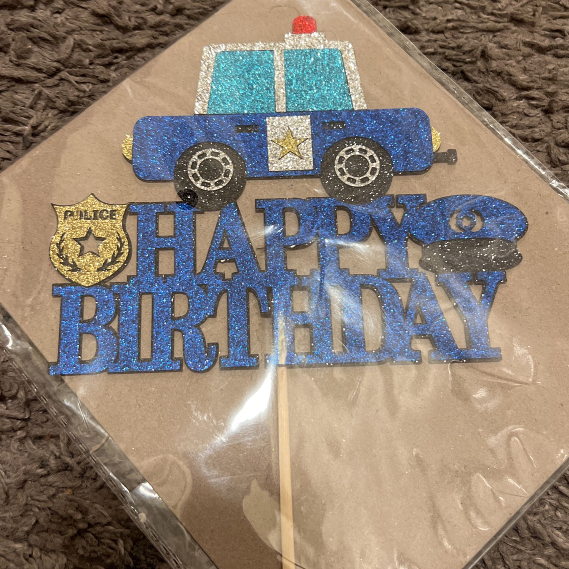 Police Happy Birthday Cake Topper 