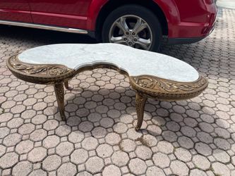 Vintage Coffee Table With Marble Top  56”W x 31”D x 17”H in Good Condition $900 Firm on Price