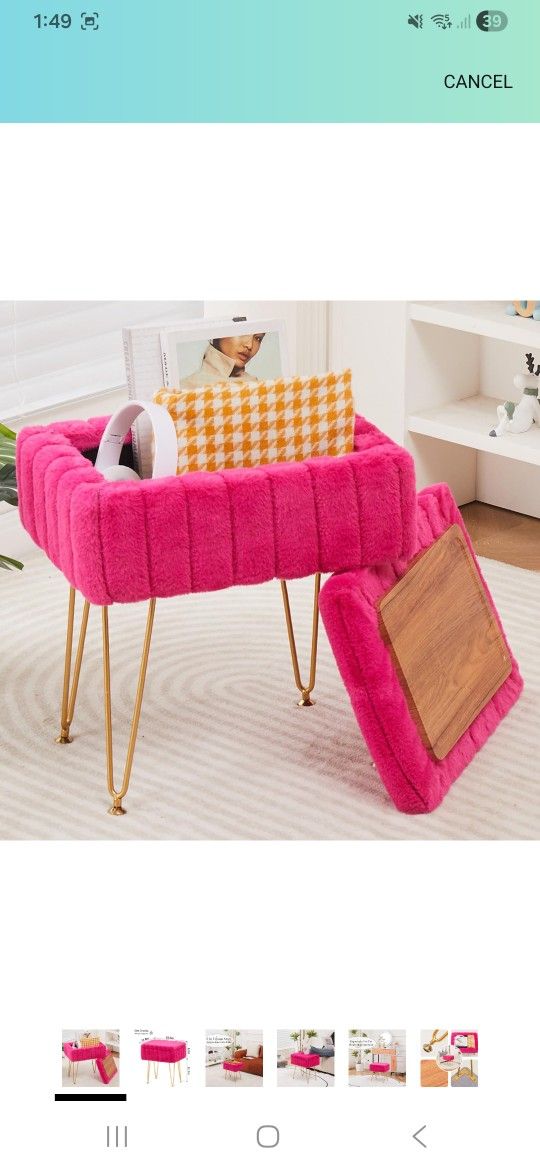 Rose red Modern soft footstool