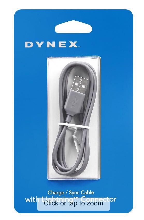 Dynex™️ - Apple MFi Certified 3' Lightning-to-USB Charge-and-Sync Cable - Gray