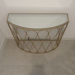 Gold Console Table with Glass Top – Elegant Design