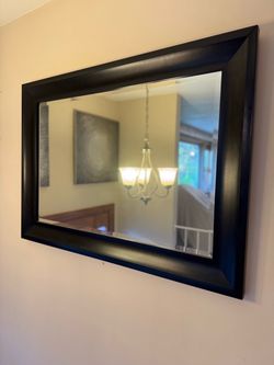 Large Wall Mirror with Black Frame