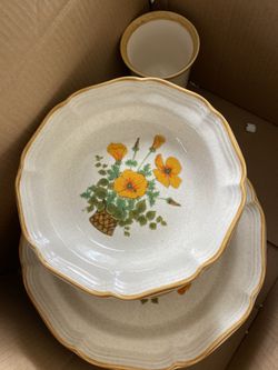 Petunia basket plates and tea set .Mikasa brand EC400 Japan