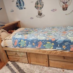 Solid Wood Bed With Storage