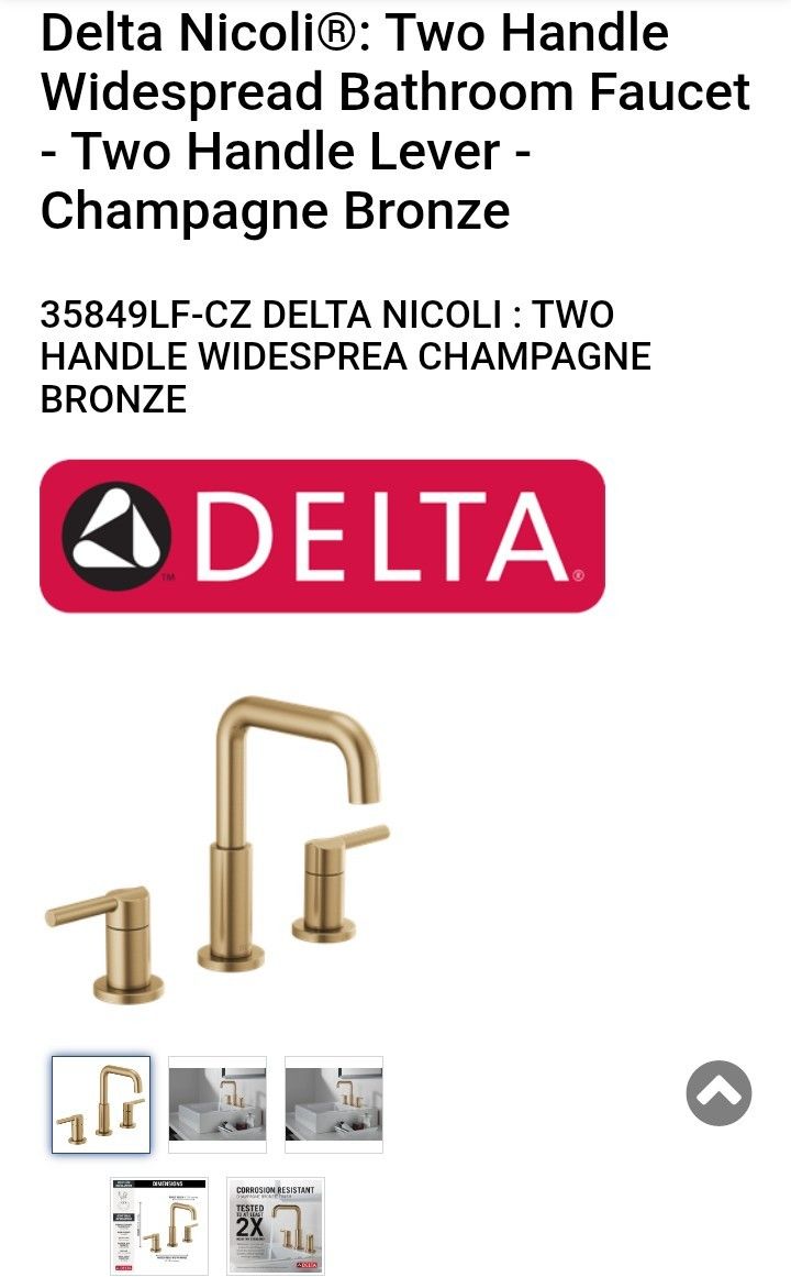 DELTA NICOLI 2 HANDLE WIDE SPREAD CHAMPAIGN BRONZE BATHROOM FAUCETS $25 OR B.O.